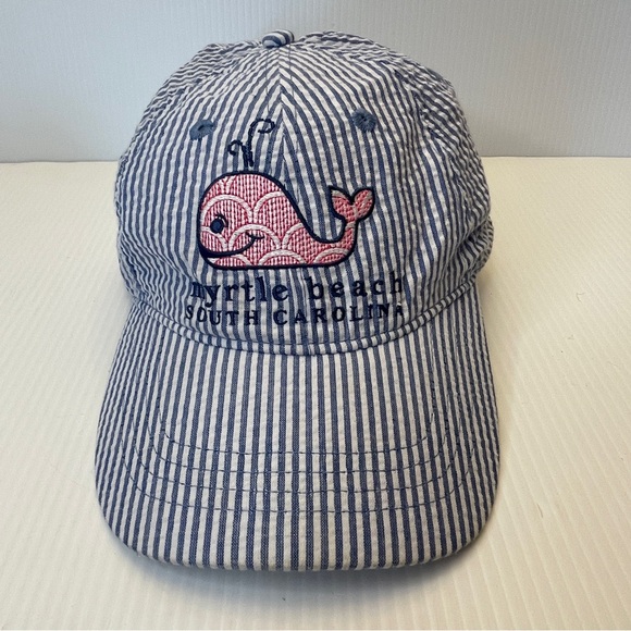 Saltwater Surf Co Other - Saltwater Seersucker, blue/white pinstripe baseball cap Whale Myrtle Beach EUC